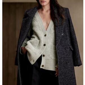 Banana Republic Oversized Safido Boucle Cardigan Sweater Large Gray Alpaca Wool